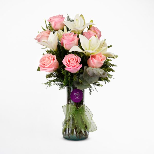 Florero De Lilium Y Rosas